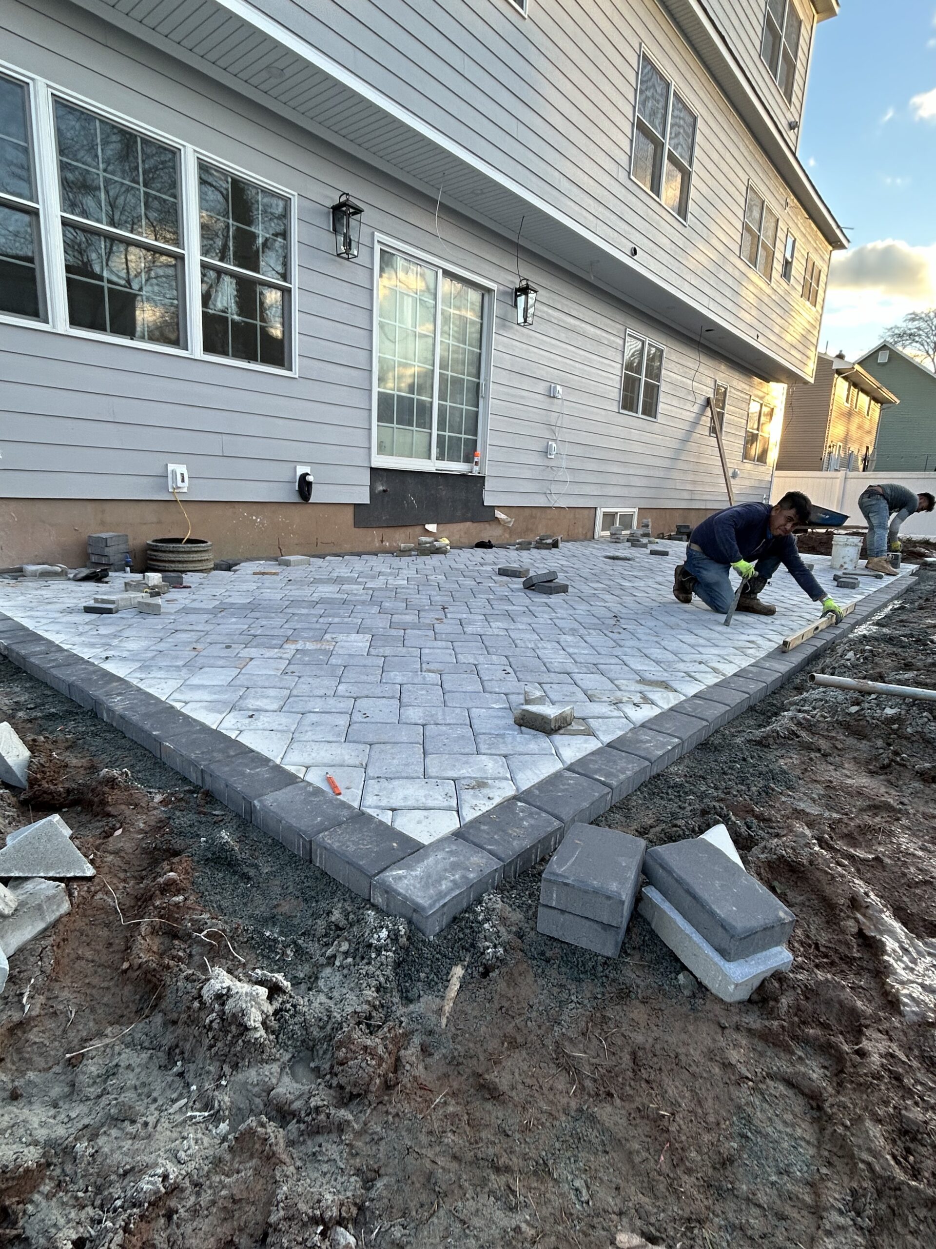 Paver patio installation and base work in Dover, New Jersey